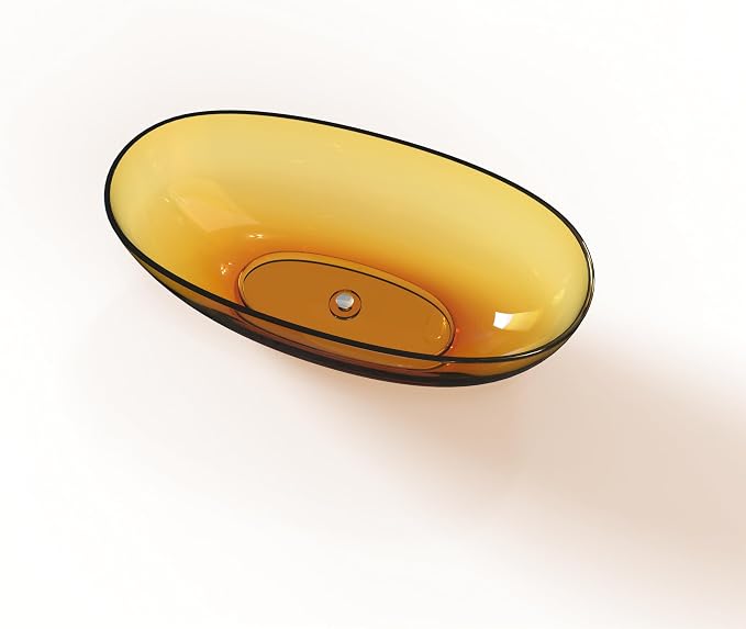 Solid Surface Freestanding Bathtub 61", Modern Oval Shape Soaking Tub, Stone - Image 7