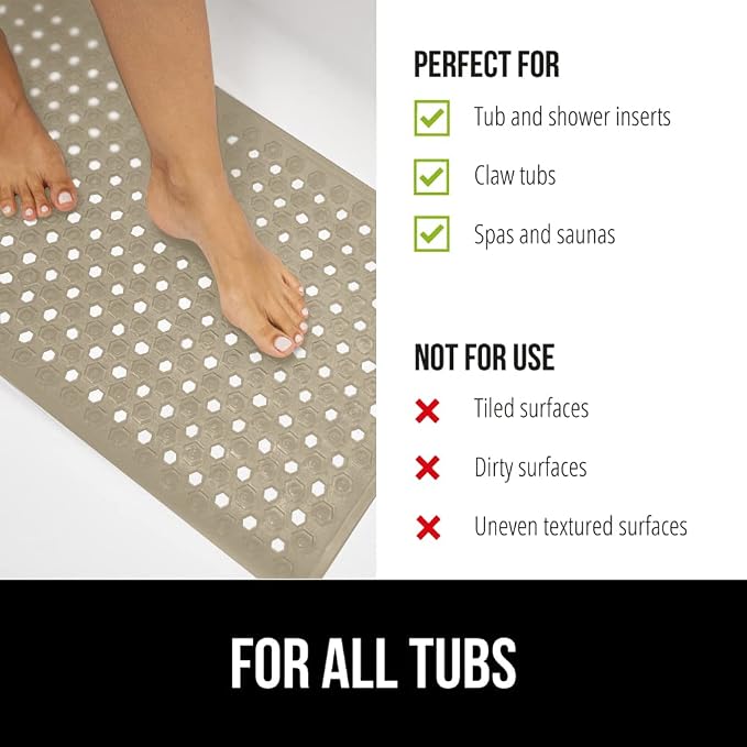 GORILLA GRIP Patented Bath Tub Shower Mat, Machine Washable Bathtub Floor Liner - Image 6