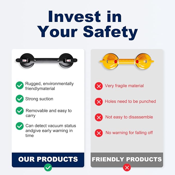 Suction Cup Grab Bars for Bathtubs and Bathroom, Tool Free Shower Handle - Image 4