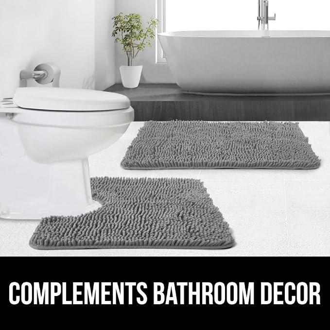 GORILLA GRIP Plush Absorbent Shaggy Chenille Bath Rug Mat - Image 9