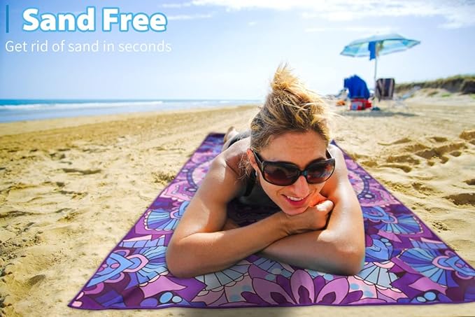 2 Pack Microfiber Oversized Lightweight Beach Towel 71"x32" XL Extra Large Thin - Image 4