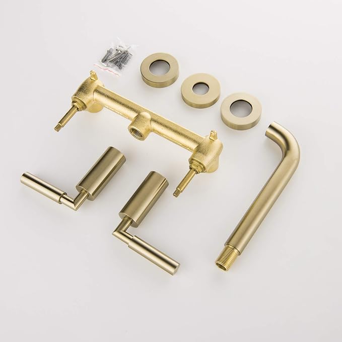 RBROHANT Brushed Gold Wall Mount Bathroom Faucet, Wall Mounted Sink Faucet - Image 5