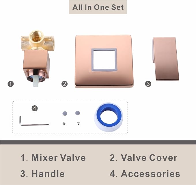 SKOWLL Single Function Shower Valve Kit, Wall Mount Shower Handle Valve Mixer - Image 8