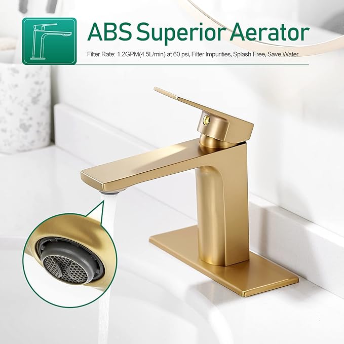 VOTON Brushed Gold Bathroom Sink Faucet Single Handle - Image 2