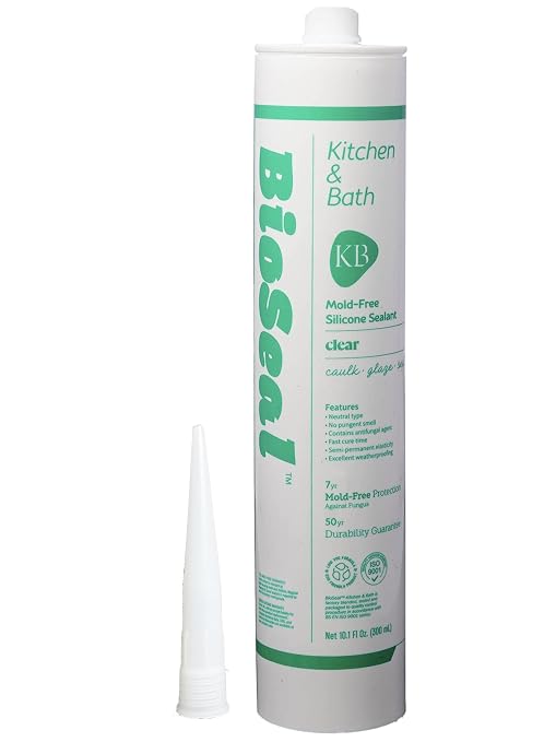 Clear BioSeal 100% Silicone Sealant Caulk Kitchen and Bath Grade, Waterproof - Image 2