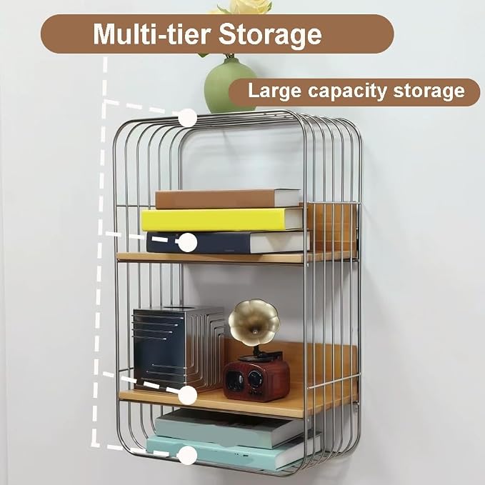 Multifunction Floating Wall Shelves, Minimalist Bathroom Shelves, Square Metal - Image 4