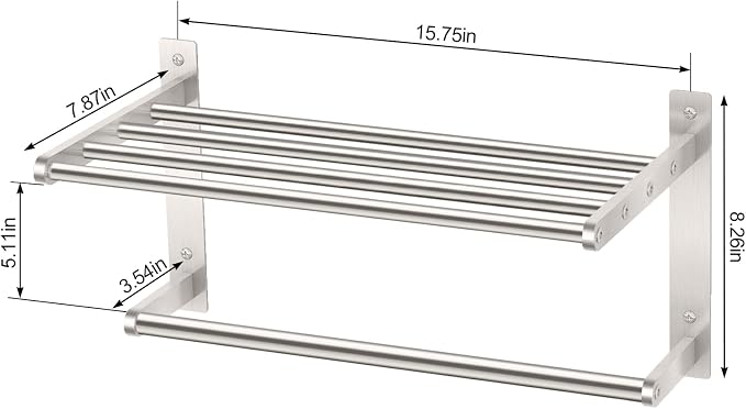 Towel Rack with Shelf 16", Metal Towel Racks - Image 5