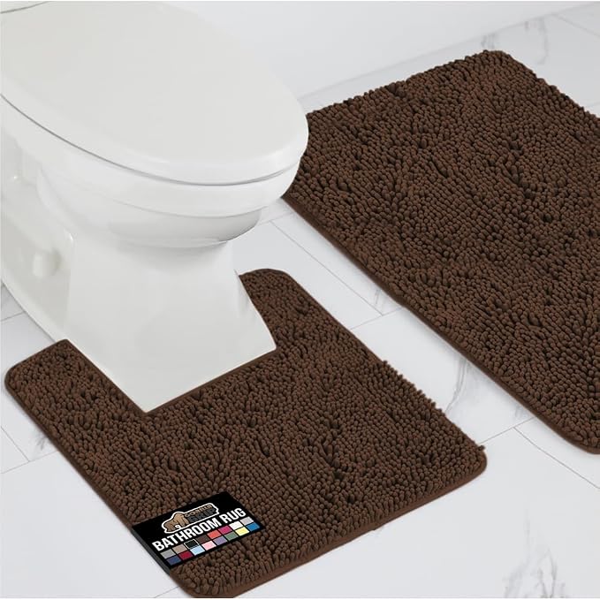 GORILLA GRIP Bathroom Rug Sets, Soft Chenille 2 Piece Area Rugs Set, Toilet by GorillaGrip