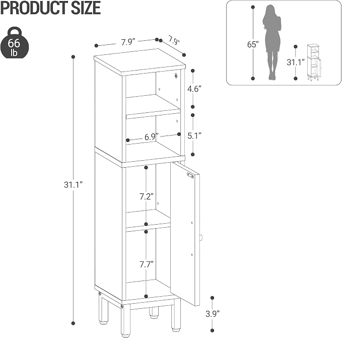 Bathroom Storage Cabinet, Corner Floor Cabinet - Image 2
