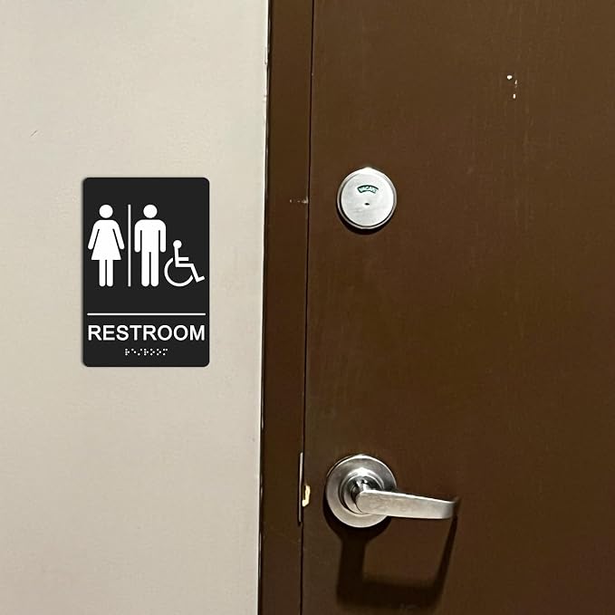 GicnKeuz ADA Braille Unisex Bathroom Signs, 9 x 6 Inches Restroom Signs - Image 6