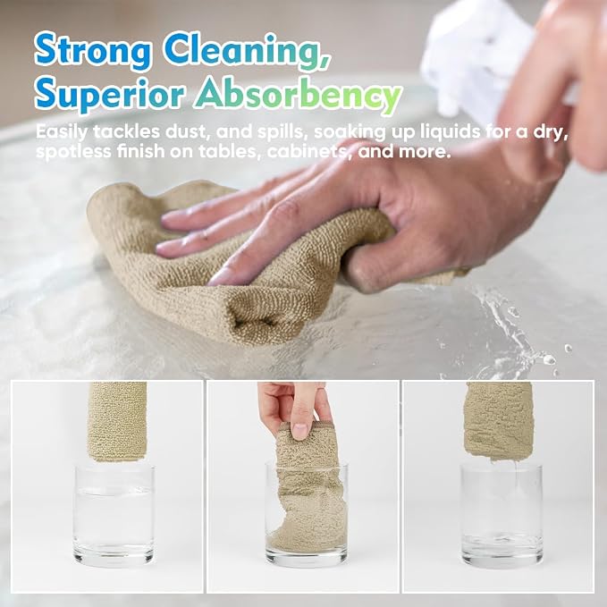 HOMEXCEL Brown Microfiber Cleaning Cloth 20 Pack 11.5 x 11.5 inch Microfiber - Image 5