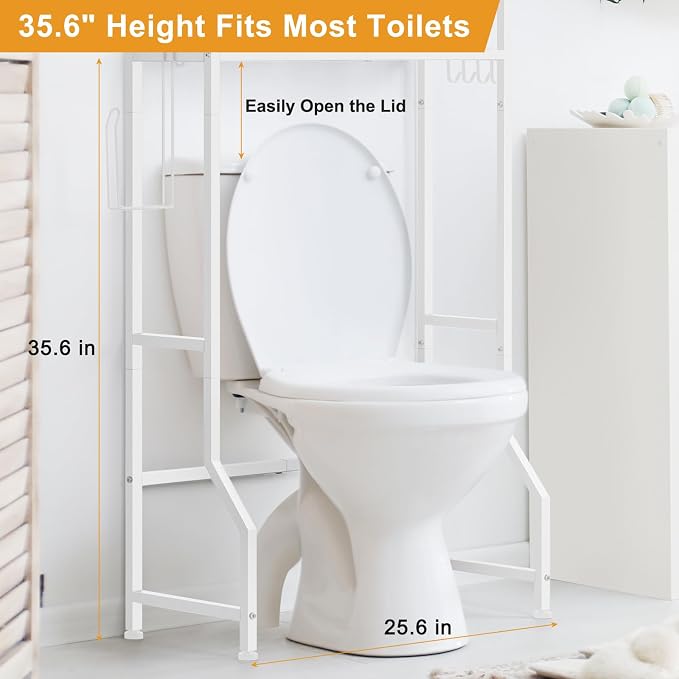 Over The Toilet Storage Rack 3 Tier Over Toilet Bathroom Organizer Wooden - Image 3