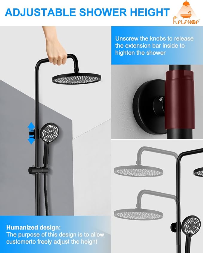 Outside Shower Kit, 3 Functions Handle Tub Rainfall Shower Faucet Sets - Image 7