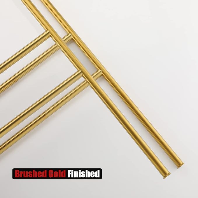 JQK Bath Towel Holder Stand Brushed Gold, 30 Inch Free Standing Double Towel - Image 6