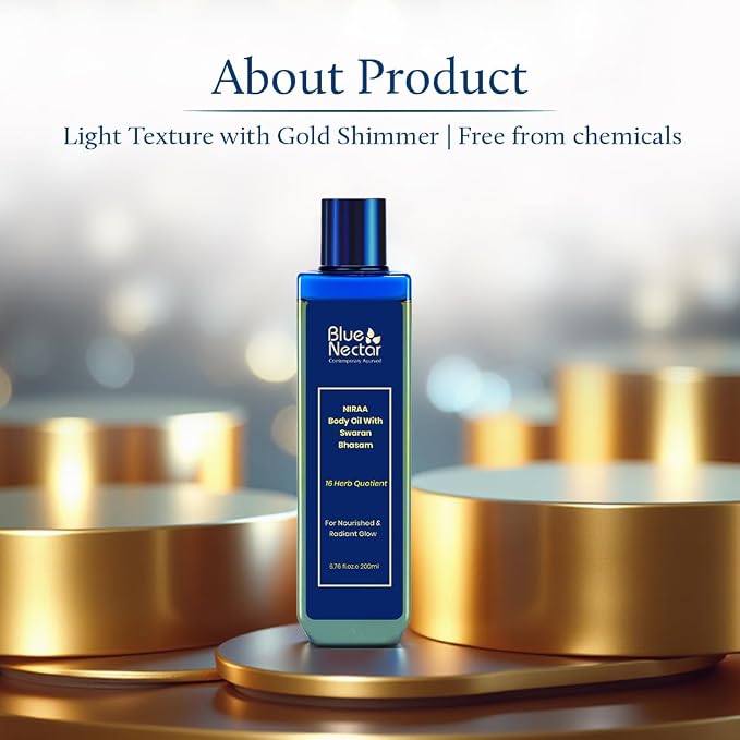 Blue Nectar Body Oil with Swaran Bhasam - Image 6
