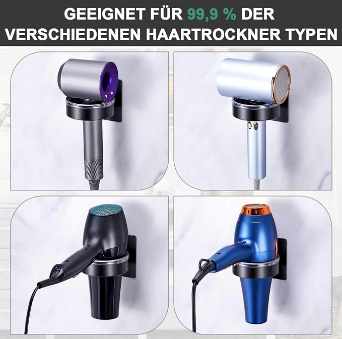 Hair Dryer Wall Mounted Holder, Stainless Steel Blow Dryer Holder, - Image 3