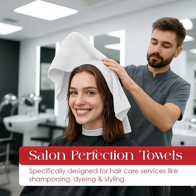 RIVERSIDE Pack of 24 Salon Towels Set – 16 x 26 Inches, 100% Ring Spun Cotton - Image 2