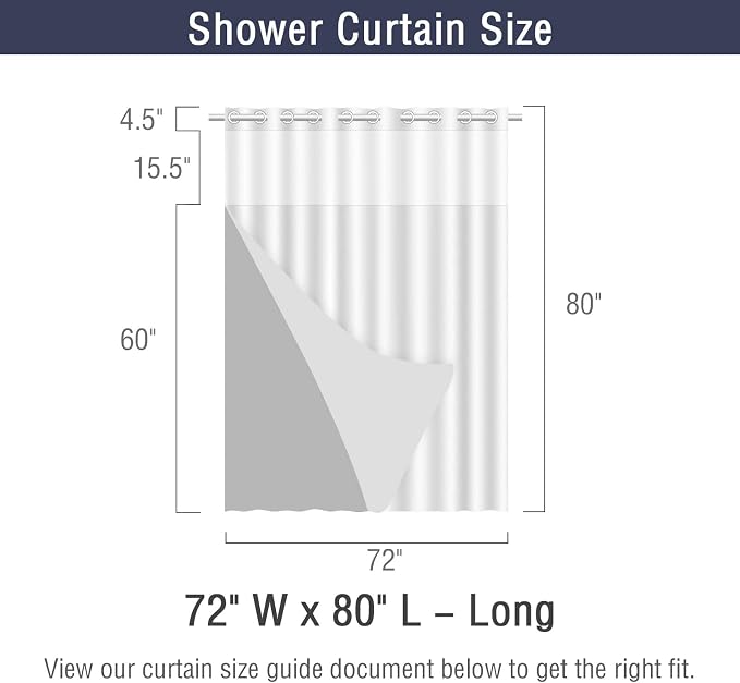 Gibelle Long Shower Curtain 72x80, Waffle Weave Bathroom Shower Curtain - Image 7