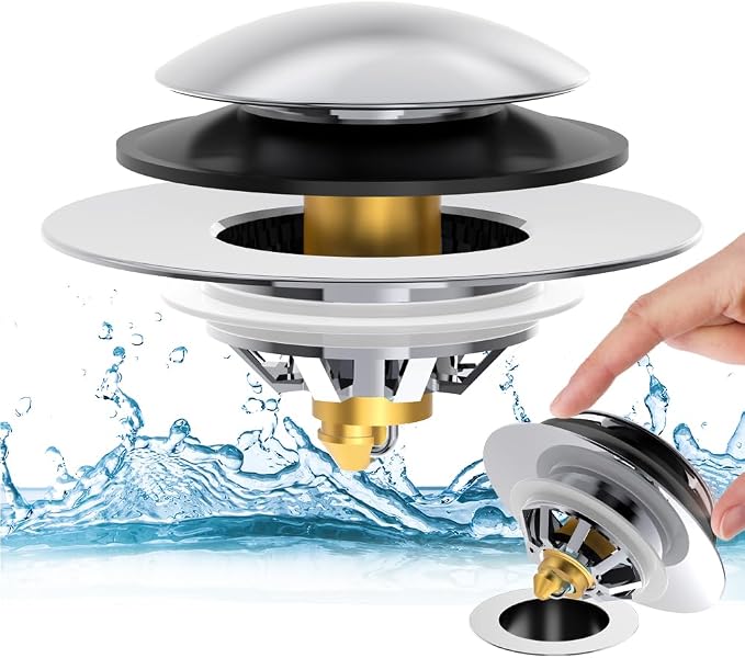 Bathtub Drain Stopper with Hair Catcher, Anti Clogging Bath Tub Drain Stoppers by Qinuzeiy