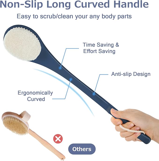 Body Back Scrubber – 17'' Long Handle Shower Brush, Durable Exfoliator - Image 4
