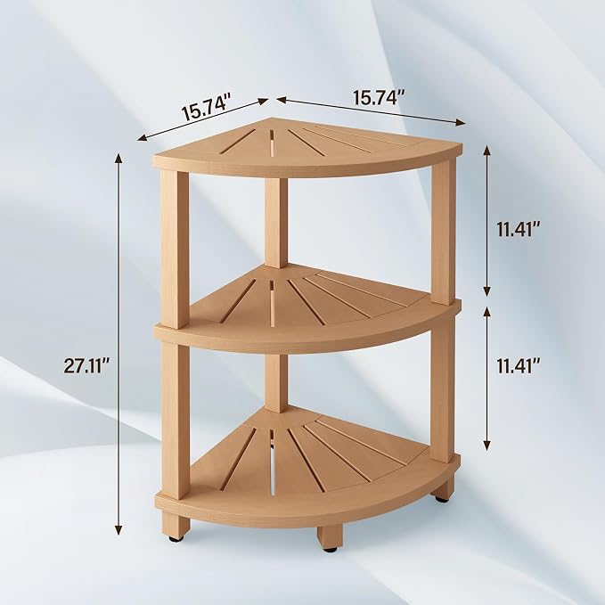 3-Tier Corner Shower Storage Stand, HIPS Shower Caddy Stand Shower Stool - Image 6