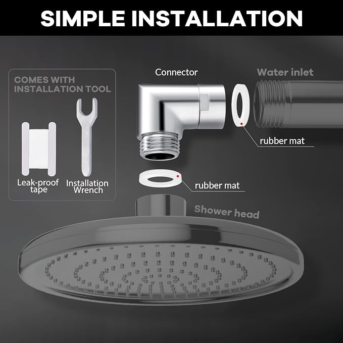 Shower Head Elbow Adapter, All Metal Handheld & Wall-Mounted Shower Arm - Image 5