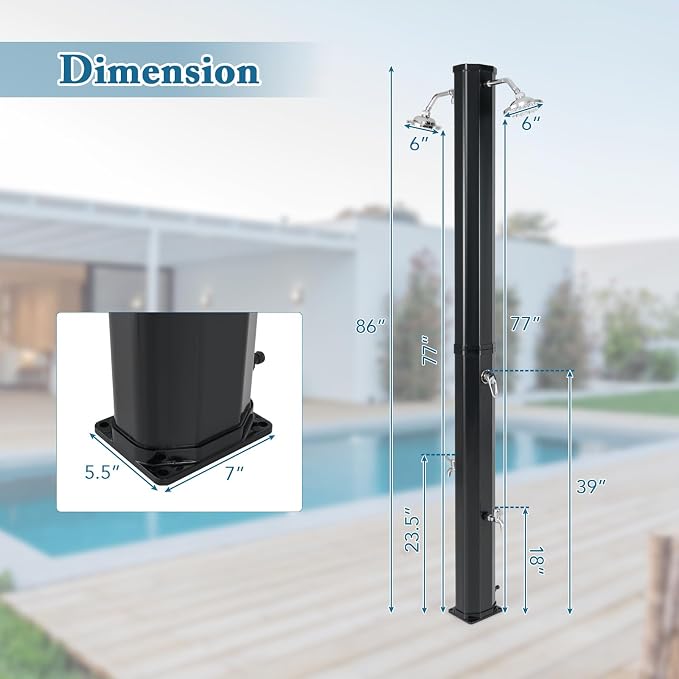 Giantex 9.3 Gallon Outdoor Shower, Solar Shower - Image 8