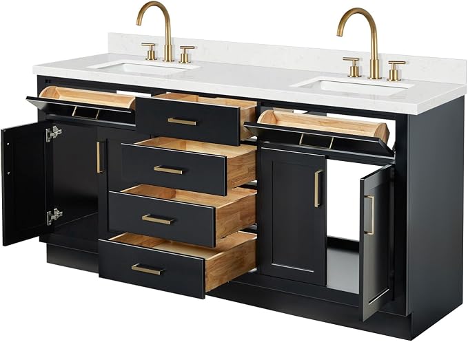 ARIEL Hepburn 72 in. Double Rectangle Sink Bathroom Vanity - Image 5
