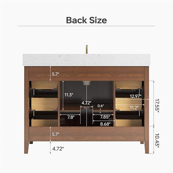 48 Inch Walnut Bathroom Vanity - Image 9