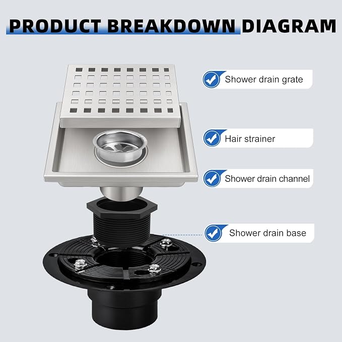 morefine Square Shower Drain - Image 2