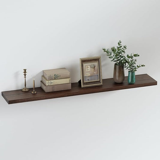 SAUMONIERES Floating Shelves 8 Inch Deep Solid Wood Wide Wall Shelf Set of 1 by Saumonieres