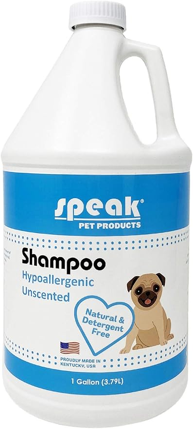 Natural Dog Shampoo, Hypoallergenic Unscented, 1 Gallon by SpeakPetProducts