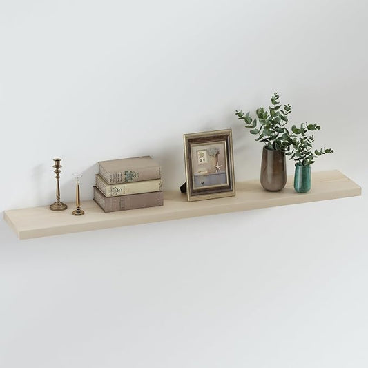 SAUMONIERES Floating Shelves 8 Inch Deep Solid Wood Wide Wall Shelf Set of 1 by Saumonieres