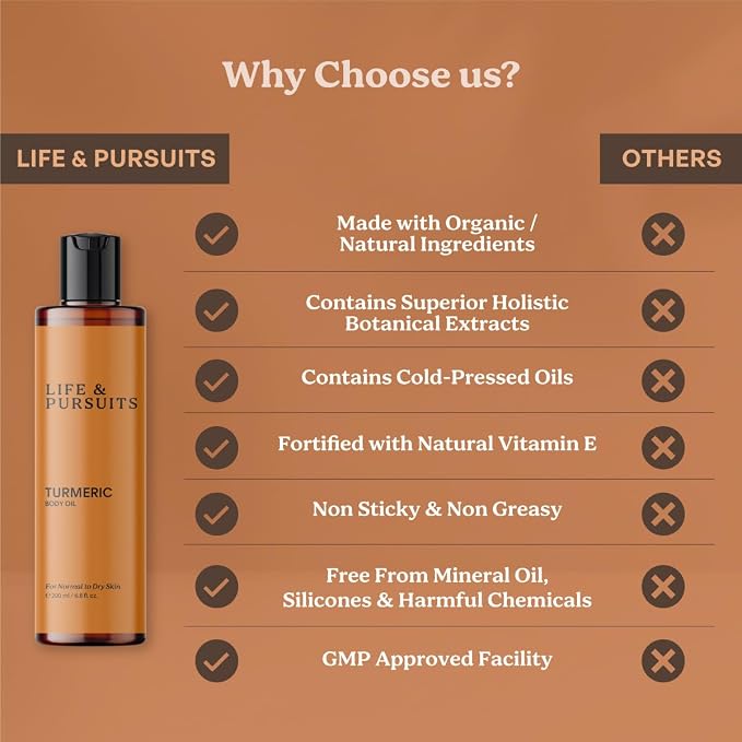 Life & Pursuits Turmeric Body Oil 6.8 Fl Oz X 2- Ayurvedic Natural Body Massage - Image 3