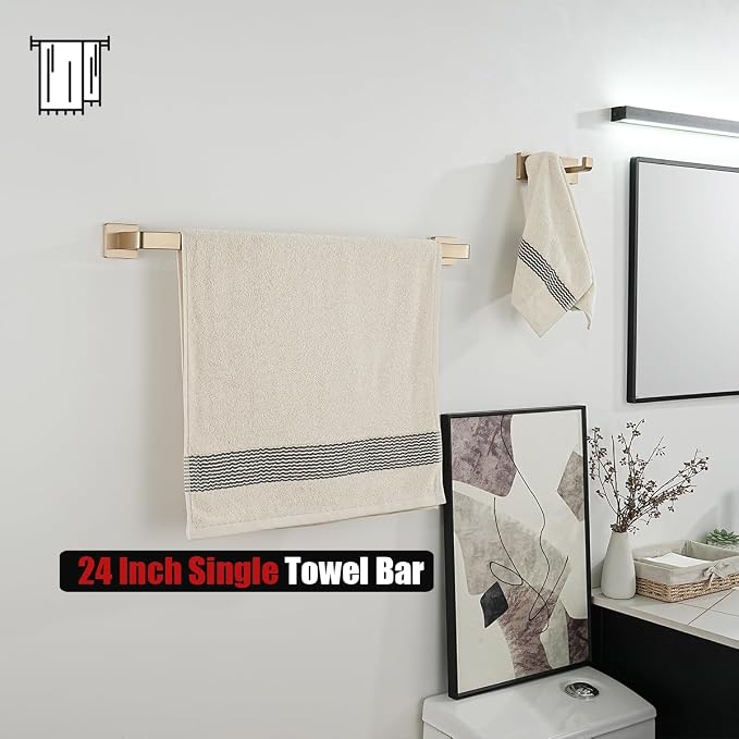 JQK Champagne Bronze Towel Bar, 24 Inch 304 Stainless Steel Thicken 0.8mm Towel - Image 6