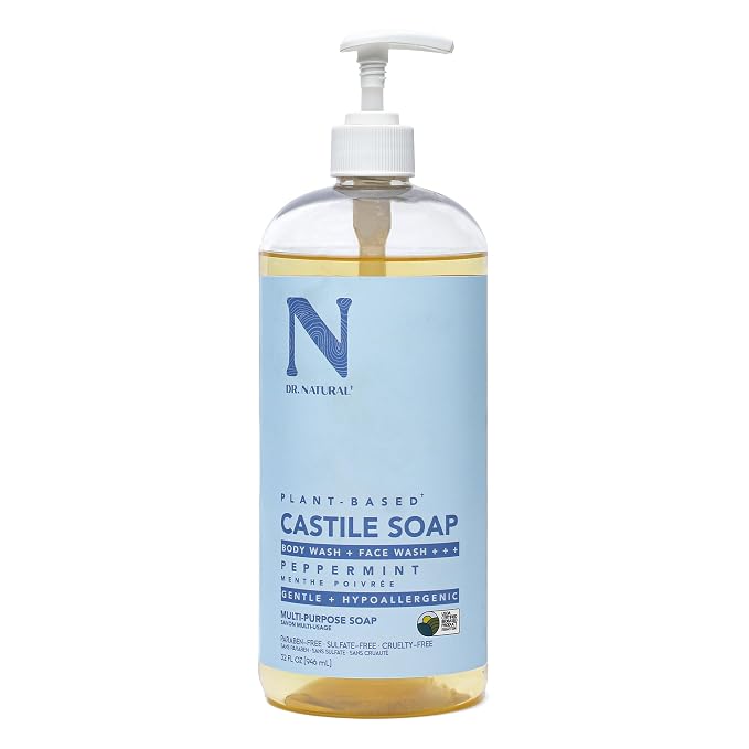Dr. Natural Castile Liquid Soap, Peppermint, 32 oz by DrNatural