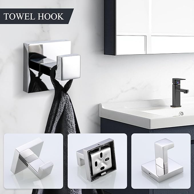 TURS 5-Piece Bathroom Hardware Set Polished Towel Bar Sets Include 23.4 Inch - Image 5