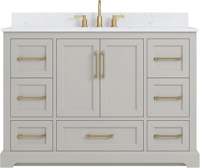 48 Inch Bathroom Vanity with Sink Combo, Solid Wood Frame with Mable Top - Image 3