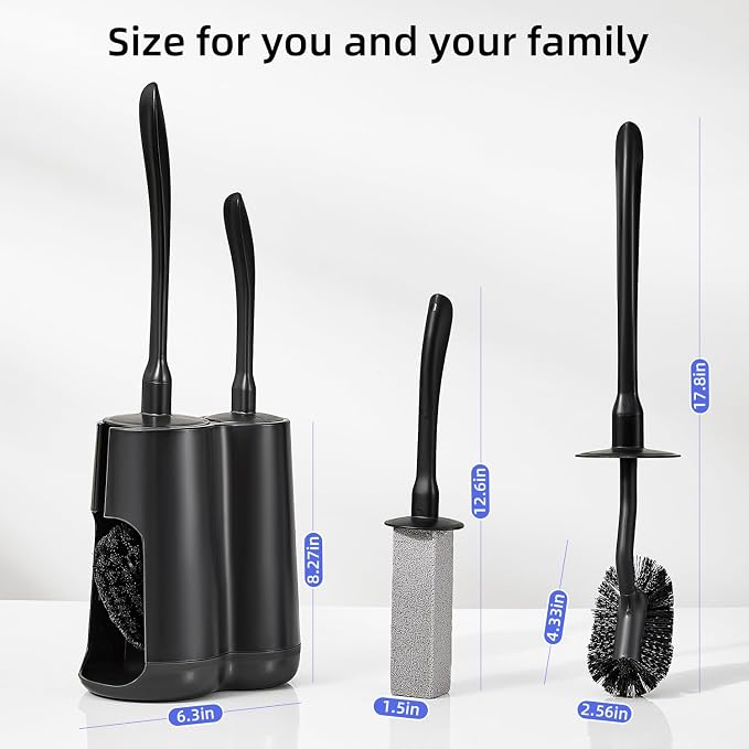 Toilet Brush & Pumice Stone Brush Combo, 2-in-1 Toilet Bowl Brush and Dual-Slot - Image 6