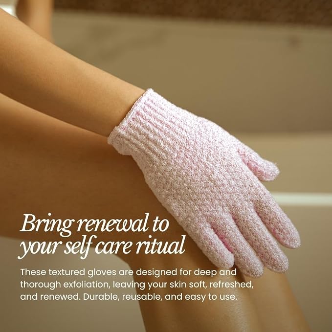 Bare Botanics 4 Pack White Exfoliating Gloves - Image 2