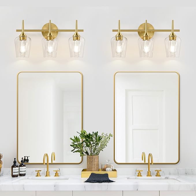 3-Light Bathroom Light Fixtures, 19.5 Inch Brushed Gold Vanity Lights - Image 7