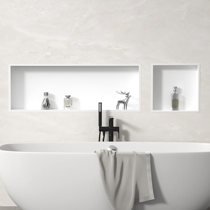 Stainless Steel Shower Niche 36" X 12" White No Tile Needed Niche Shower - Image 5