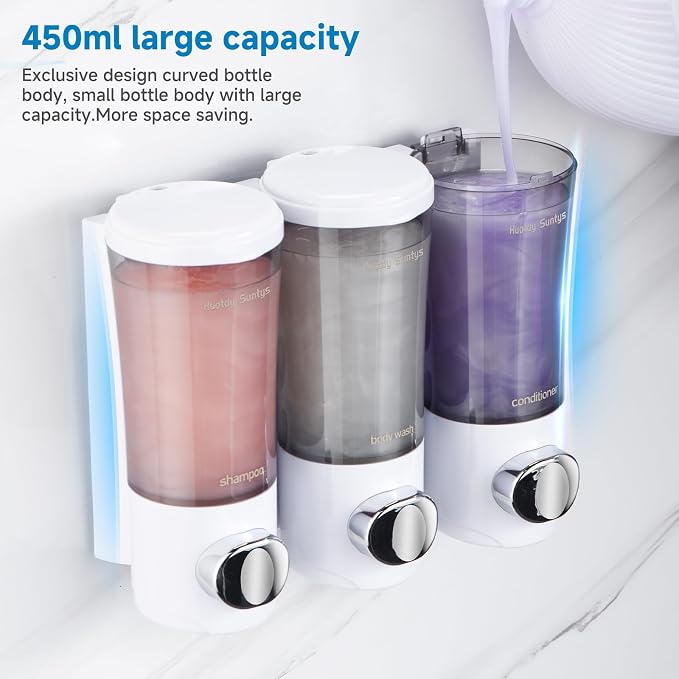 Shampoo and Conditioner Dispenser No Drill Shower Soap Dispenser Wall Mounted - Image 4