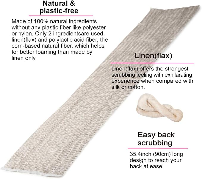Exfoliating Washcloth Shower Back Scrubber, Natural Loofah - Image 2