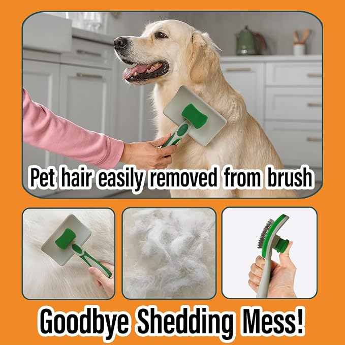 2 Pcs Self Cleaning Slicker Brush & Bath Brush - Image 4