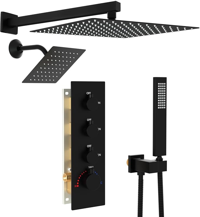 Enga Thermostatic Dual Shower System, All Functions Use Together & Volume by Enga