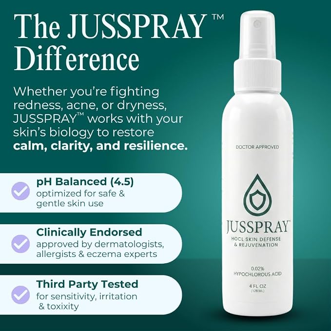 JusSpray™ Hypochlorous Acid Spray – Doctor Approved Skin Defense Mist 4 oz – - Image 4
