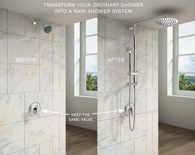 Fennocasa Polaris 1 Rain Shower System, includes 8” Rainfall Shower Head - Image 3