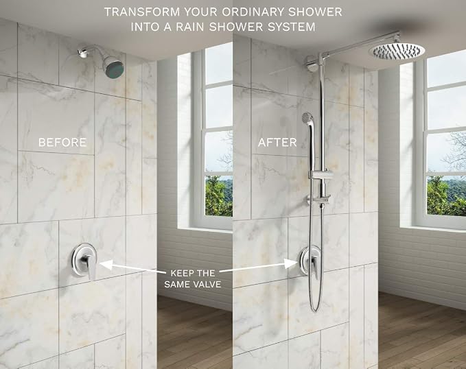 Fennocasa Polaris 1 Rain Shower System, includes 8” Rainfall Shower Head - Image 3