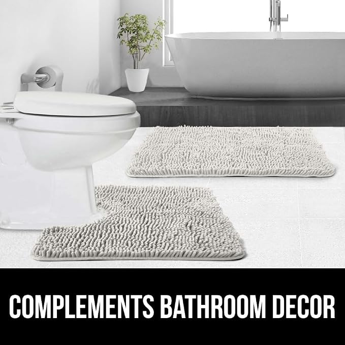 GORILLA GRIP Plush Absorbent Shaggy Chenille Bath Rug Mat - Image 9